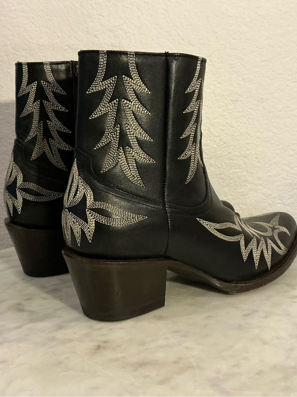 Stetson Black Ankle Western Boots with White Stitching Wm Sz 8.5 - Picture 6 of 17